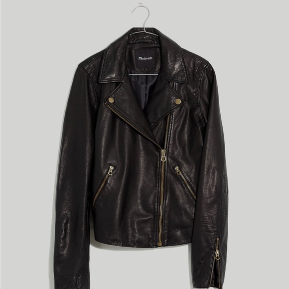 Madewell Leather Motorcycle Jacket: Brass Hardware Edition - Picture 2 of 3